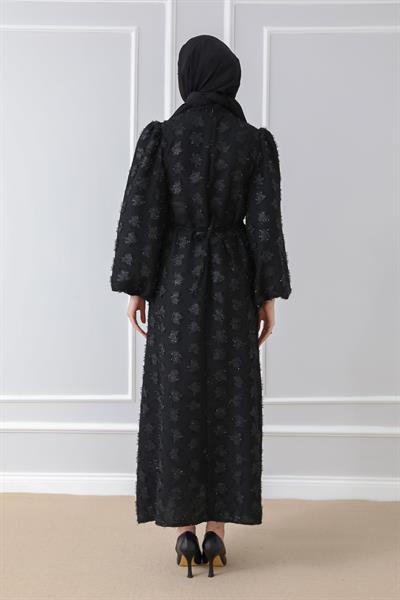 Kabartmalı Abiye - Siyah