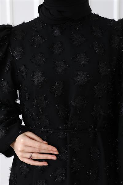 Kabartmalı Abiye - Siyah