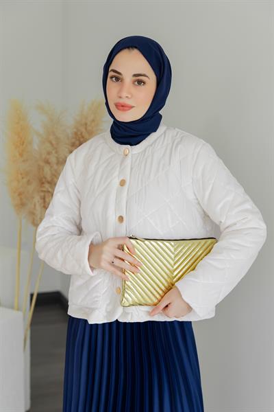 Kadife Kapitone Mont - Krem