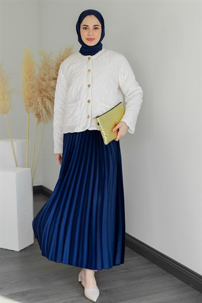 Kadife Kapitone Mont - Krem