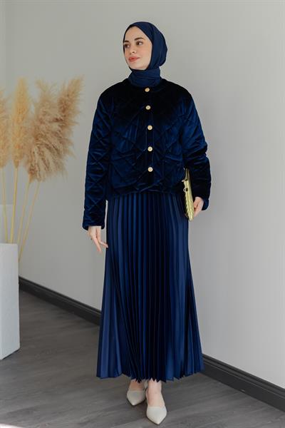 Kadife Kapitone Mont - Lacivet