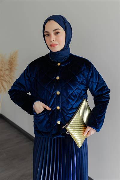 Kadife Kapitone Mont - Lacivet