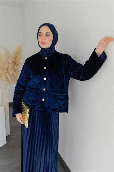 Kadife Kapitone Mont - Lacivet