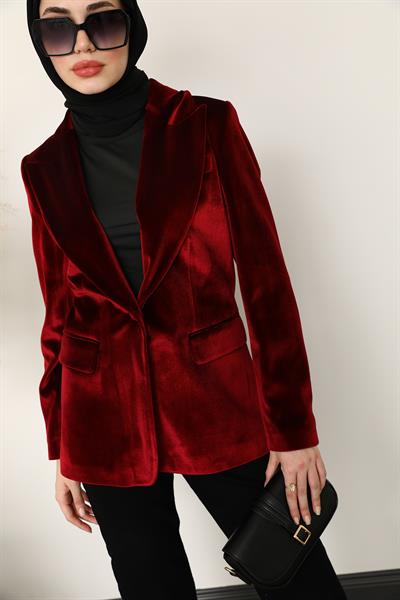 Kadife Premium Ceket - Bordo
