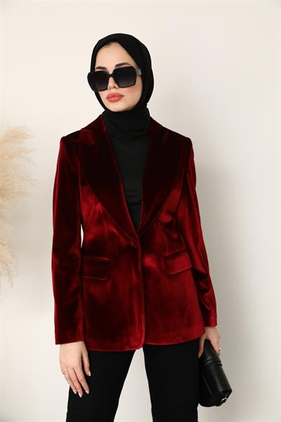 Kadife Premium Ceket - Bordo