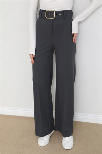 Kemerli Pantolon - Gri