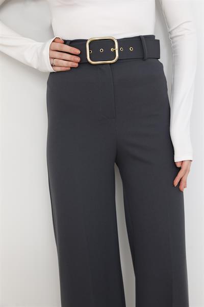 Kemerli Pantolon - Gri