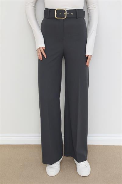 Kemerli Pantolon - Gri