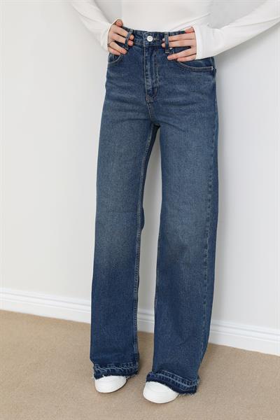 Kesik Paça Jean - Lacivert