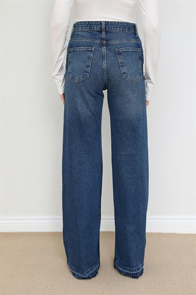 Kesik Paça Jean - Lacivert