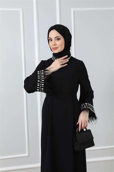 Kol Tasarımlı Abiye - Siyah