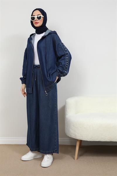 Kol Taşlı Tensel Ceket - Lacivert