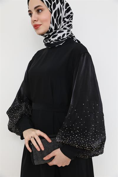 Kolları Taşlı Tunik - Siyah