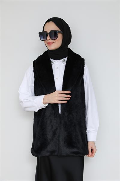 Kürk Yelek - Siyah