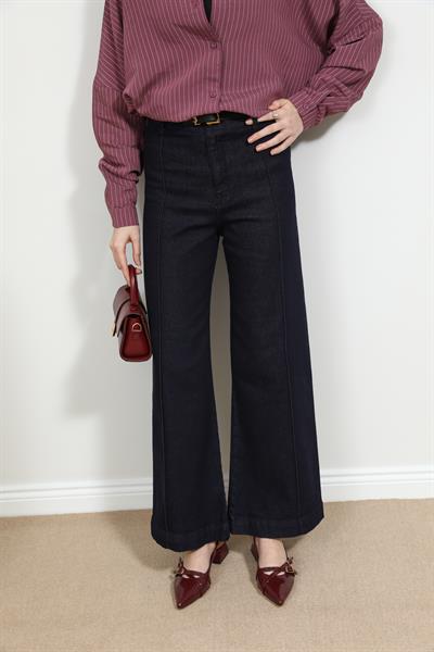 Nervürlü Jean Pantolon - Lacivert