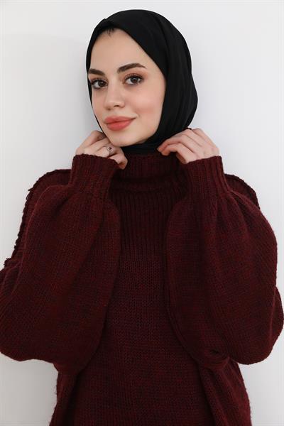 Örme Oversize Kazak - Bordo