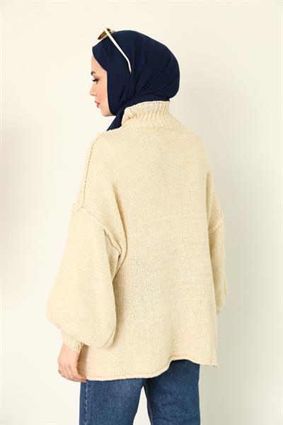 Örme Oversize Kazak - Krem