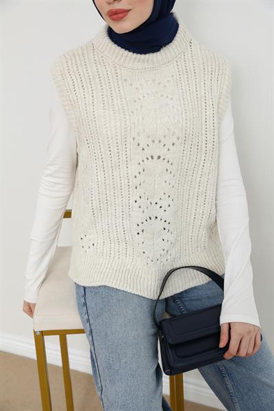 Örme Süveter - Krem