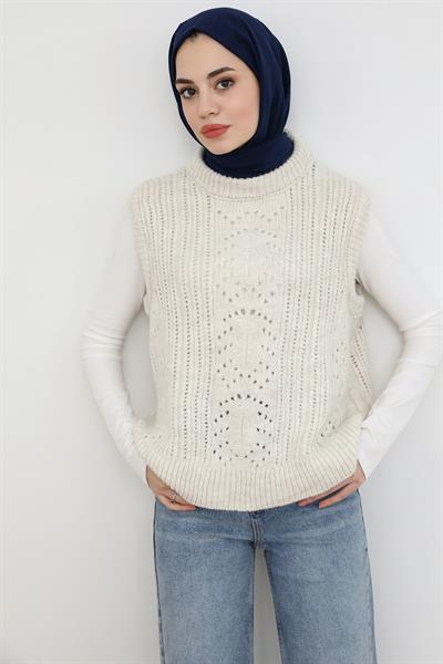 Örme Süveter - Krem