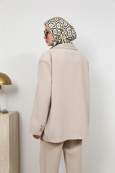 Oversize Blazer Ceket - Krem