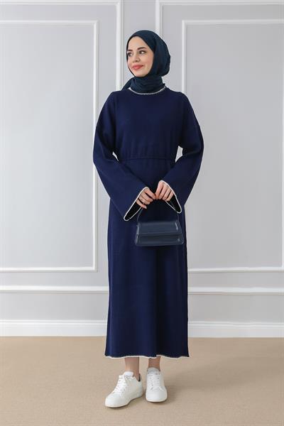 Oversize Triko Elbise - Lacivert