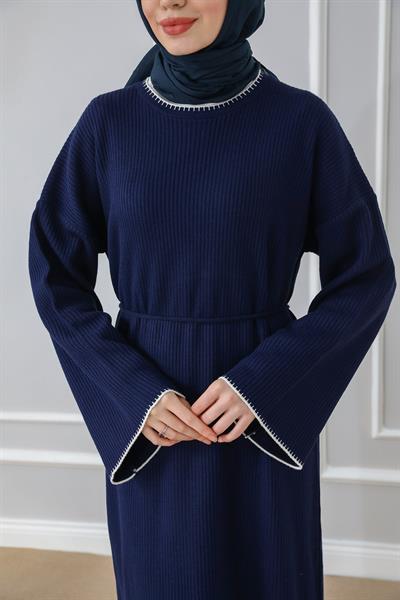 Oversize Triko Elbise - Lacivert