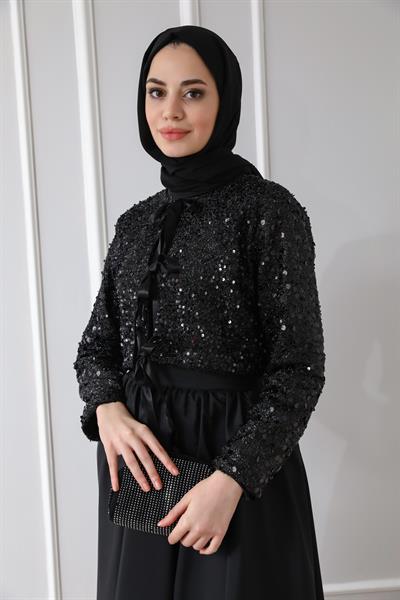 Payetli Abiye Takım - SİYAH