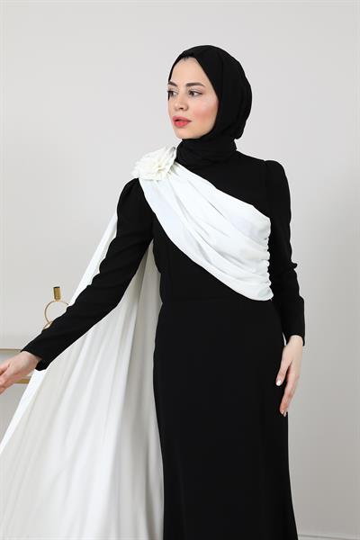 Pelerinli Abiye - Siyah