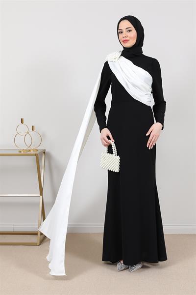 Pelerinli Abiye - Siyah
