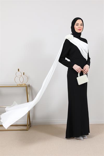 Pelerinli Abiye - Siyah