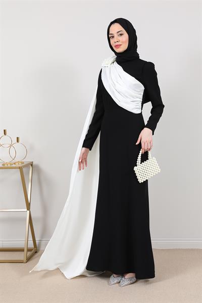 Pelerinli Abiye - Siyah