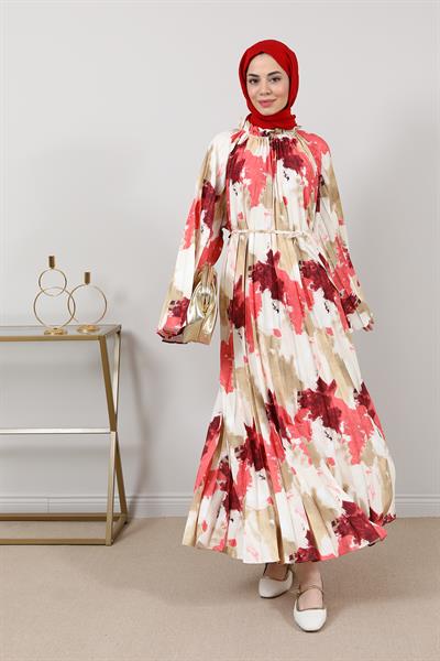 Piliseli Elbise - Kırmızı