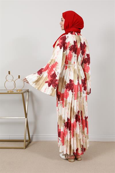 Piliseli Elbise - Kırmızı