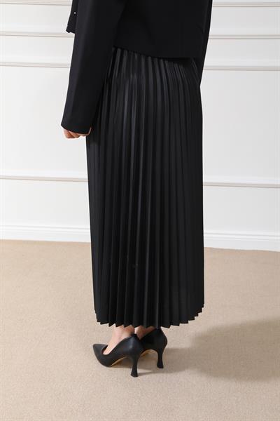 Piliseli Etek - Siyah