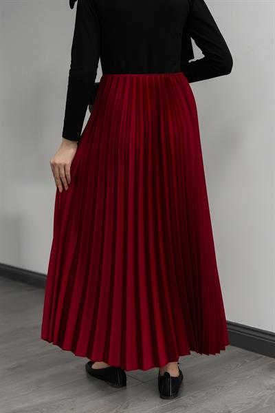 Piliseli Maxi Boy Etek - Bordo