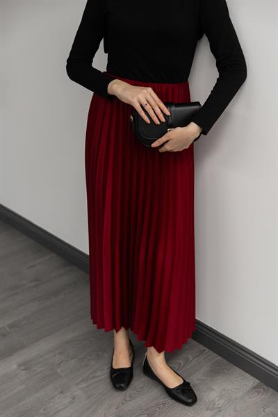 Piliseli Maxi Boy Etek - Bordo