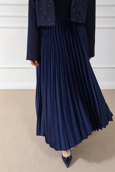 Piliseli Maxi Boy Etek - Lacivert