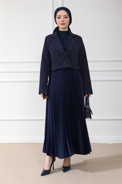 Piliseli Maxi Boy Etek - Lacivert