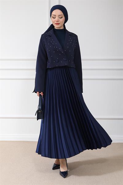 Piliseli Maxi Boy Etek - Lacivert