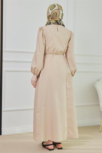 Poplin Elbise - Camel