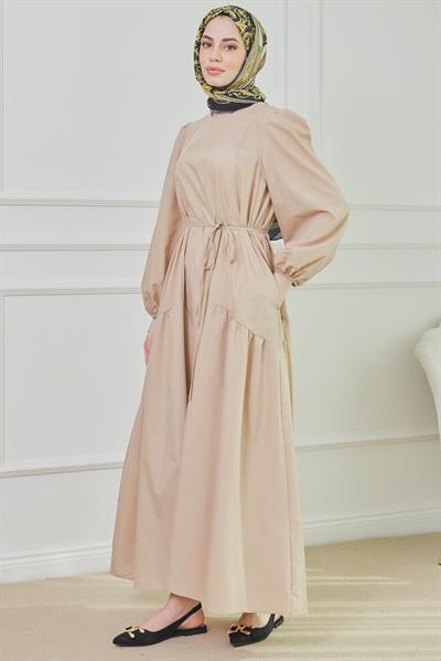 Poplin Elbise - Camel