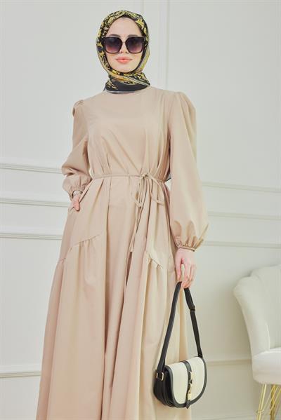 Poplin Elbise - Camel