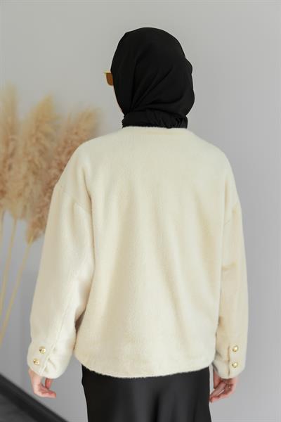 Premium Peluş Mont - Krem