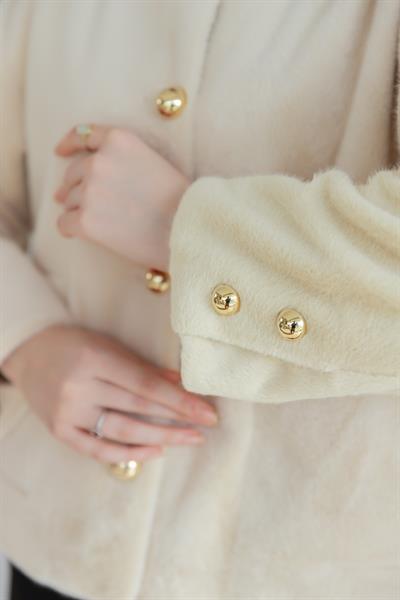 Premium Peluş Mont - Krem