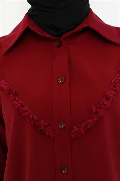 Püsküllü Gömlek - Bordo