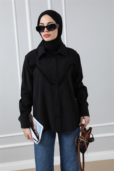 Püsküllü Gömlek - Siyah