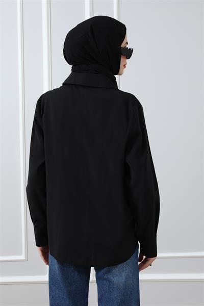 Püsküllü Gömlek - Siyah