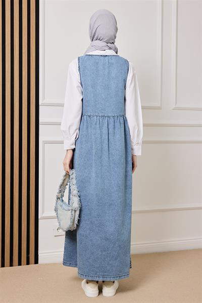 Salopet Kot Elbise - MAVİ
