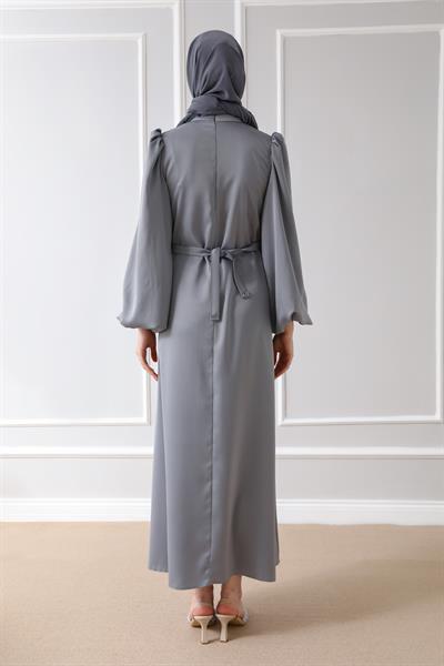 Saten Davet Elbisesi - Gri