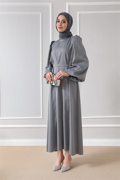 Saten Davet Elbisesi - Gri